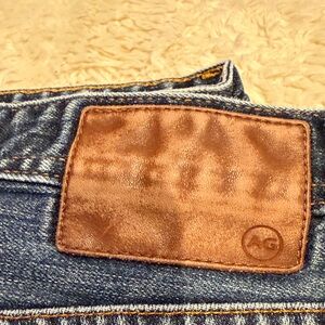 AG Adriano Goldschmied Blue Jeans with Brown Leather Patch